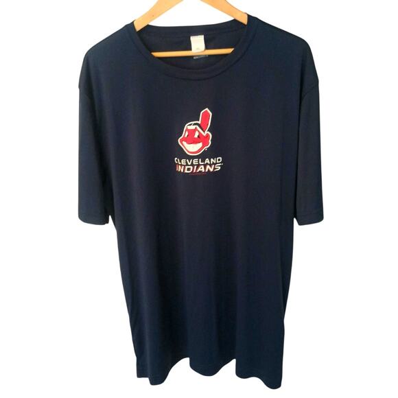 CLEVELAND INDIANS spell out logo VTG 90's tee shirt 2XL Sport TEk Genuine Merch. - Picture 1 of 9